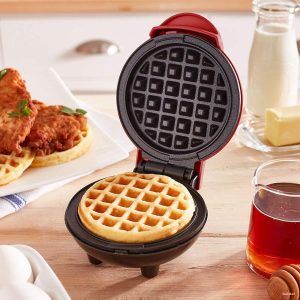 Mini Electric Waffle Maker - Red Round